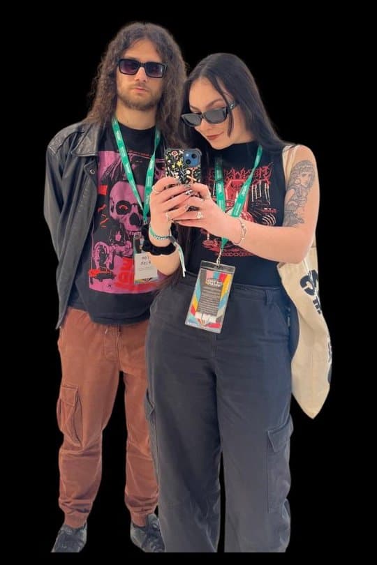 Amy and Tom, the founders of Roadie Media, at a music industry event